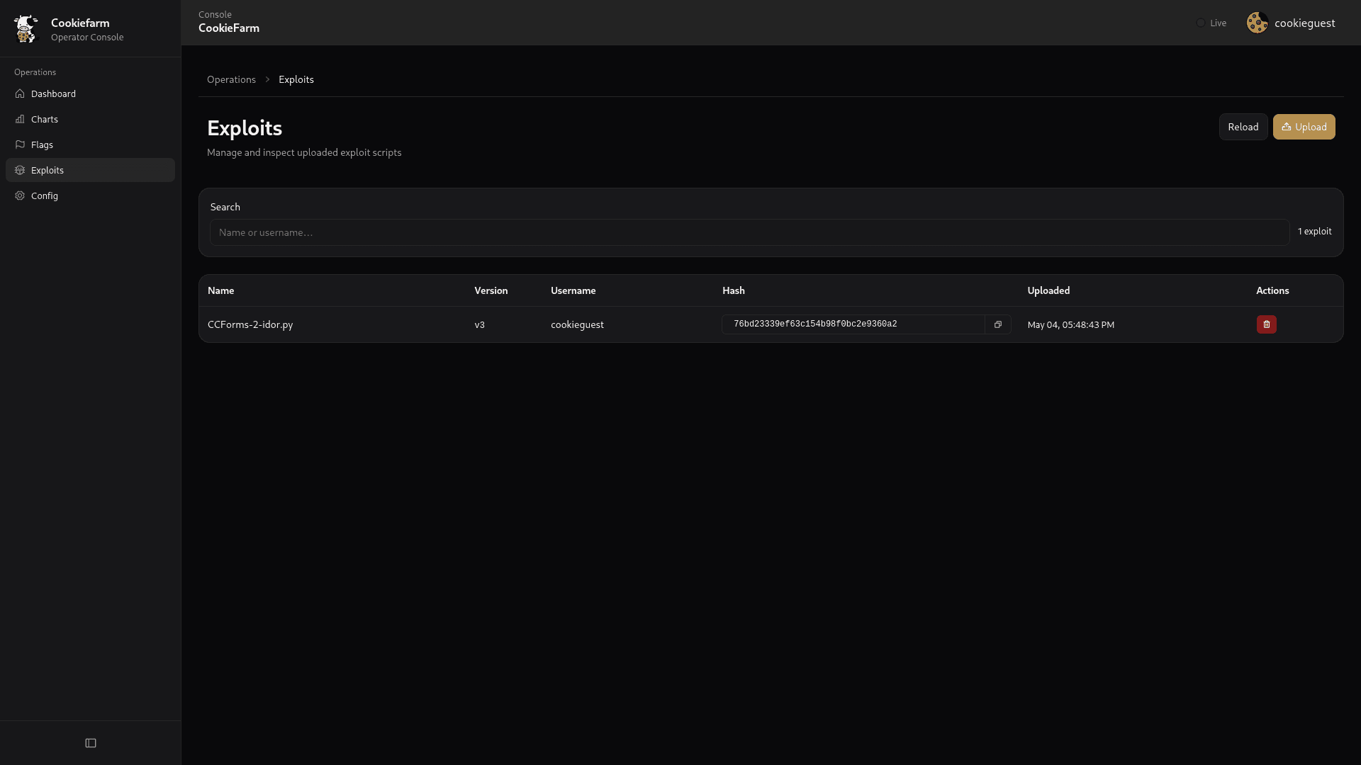 Exploit table